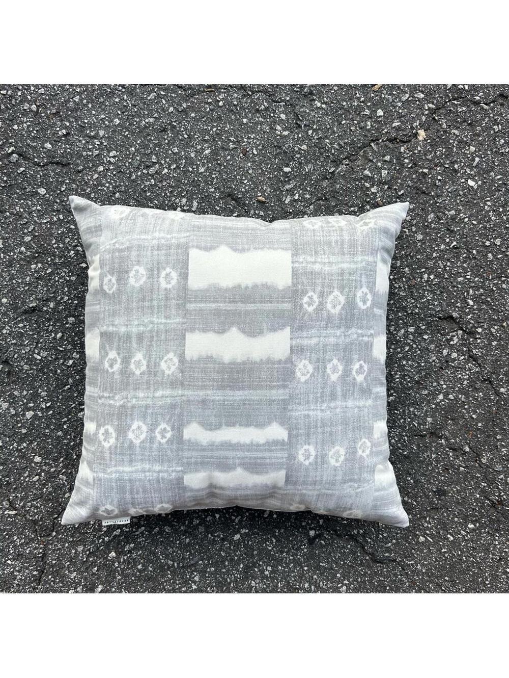 Pottery Barn Zuma Stripe Indoor/Outdoor Throw Pillow in Grey | 22” x 22”